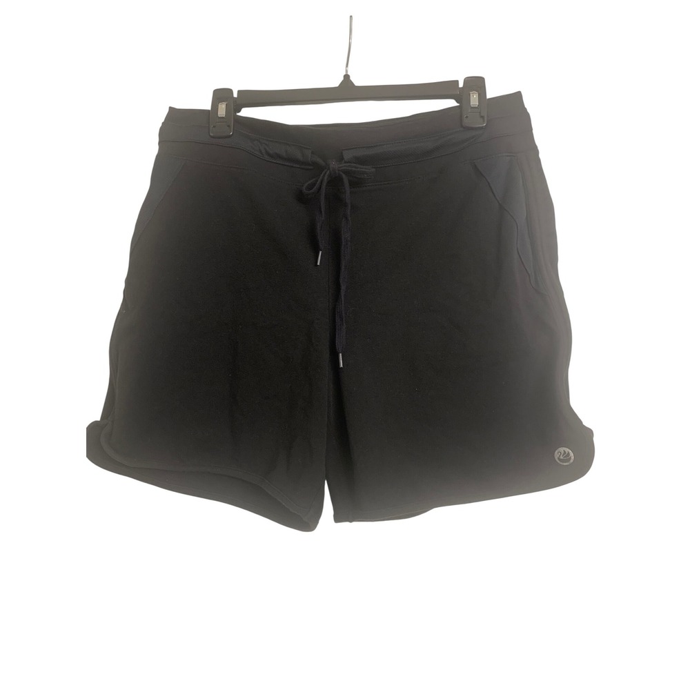 GVS Black Athletic Terry Cloth Shorts Large Drawstring Mesh Panel Activewear